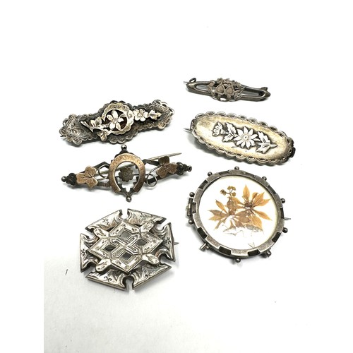 364 - 6 X .925 Victorian Silver Brooches (25g)