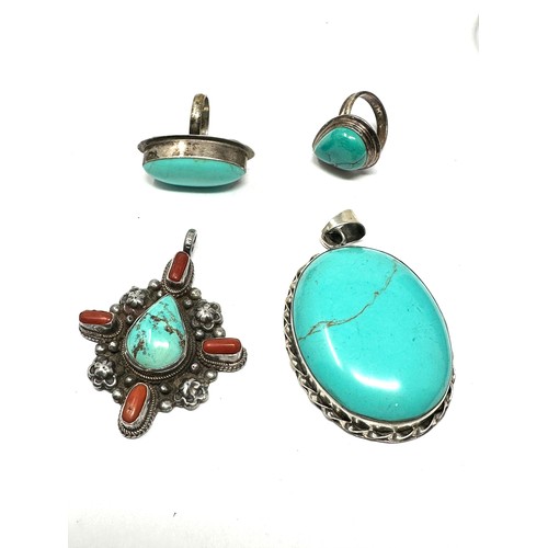 361 - 4 X .925 Gemstone Set Jewellery Including Turquoise