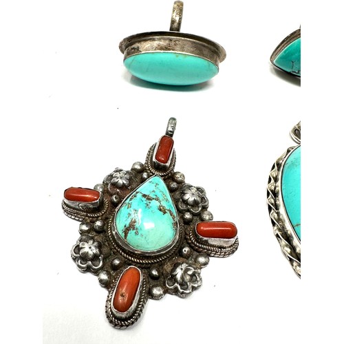 361 - 4 X .925 Gemstone Set Jewellery Including Turquoise