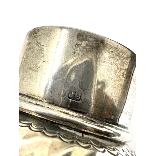 56 - Antique silver tea caddy measures height 7.2cm hallmarks worn