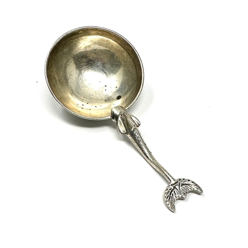 133 - Antique scottish silver dolphin handle ladle spoon