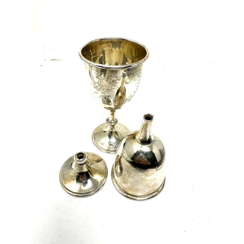 84 - 2 silver goblets height 11cm 1 in need of repair as shown