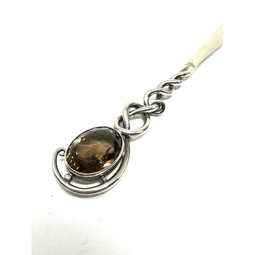 120 - Antique scottish silver & set with smokey quartz letter opener measures approx 19.5cm long