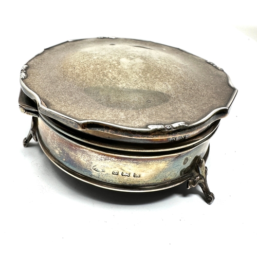 63 - Antique silver jewellery box measures approx 8cm dia