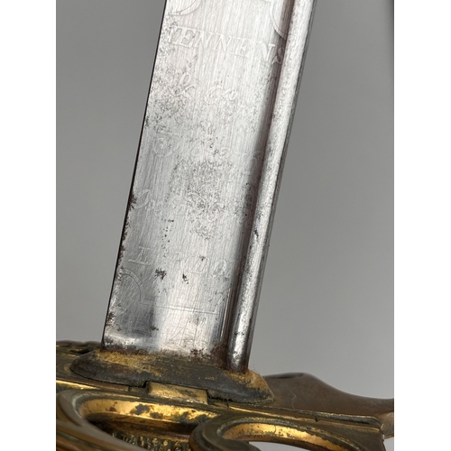 41 - Scarce British George 1V infantry sword with pipe back blade retaining part of its original hanging ... 