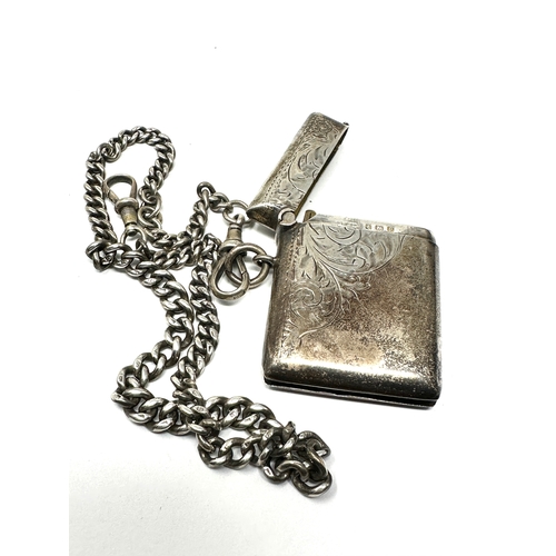 99 - Antique silver vesta & silver watch chain