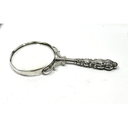 64 - Antique silver framed magnifying glass measures approx 16cm long birmingham silver hallmarks