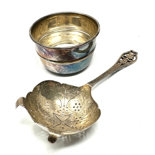 101 - Vintage silver strainer spoon and bowl by edward viners