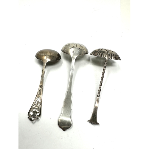 70 - 3 antique silver spoons includes shifter spoons etc