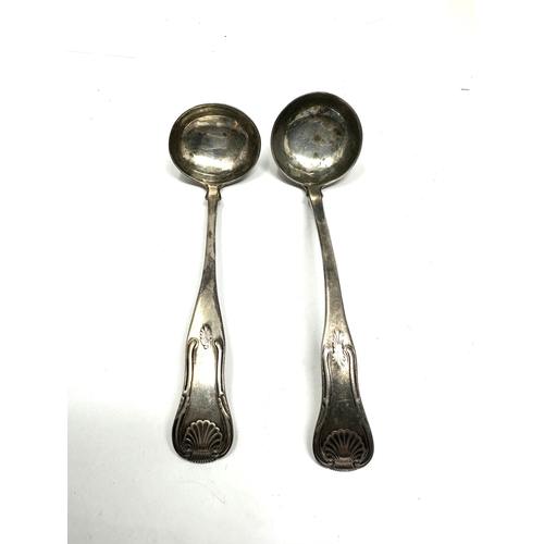 117 - 2 antique georgian scottish silver sauce ladles