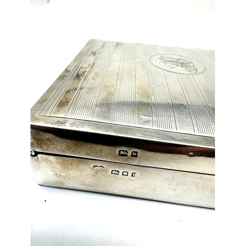 92 - silver cigarette box measures approx 8cm square 2.3cm deep