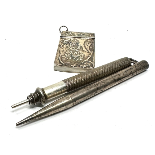 136 - Small silver notepad & 2 silver pencils