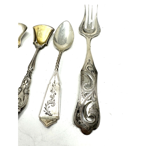 98 - Antique dutch silver inc mustard .pickle fork etc