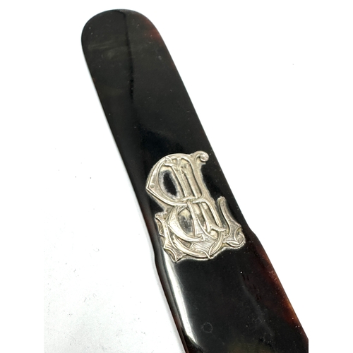 456 - Antique silver initialed tortoiseshell letter opener a/f measures approx 35cm long