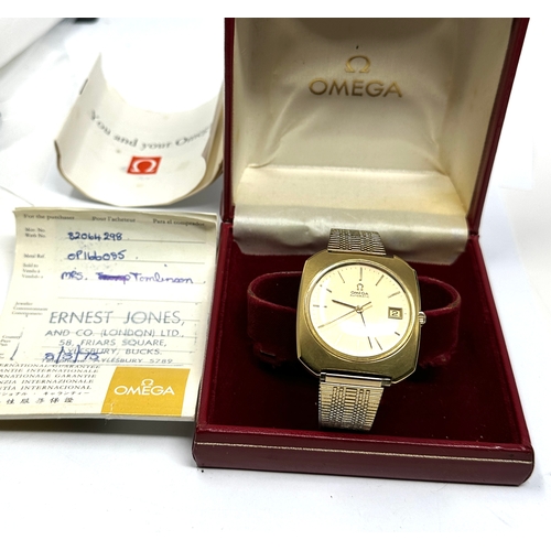 453 - Omega de ville gents vintage gold plated wristwatch automatic the watch is ticking complete with box... 