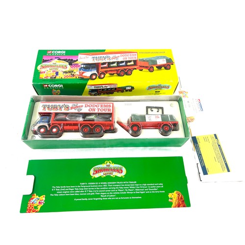 57 - Original and boxed Corgi Foden S21 Dodgem truck and dodgem with trailer Tubys fun fair 14101