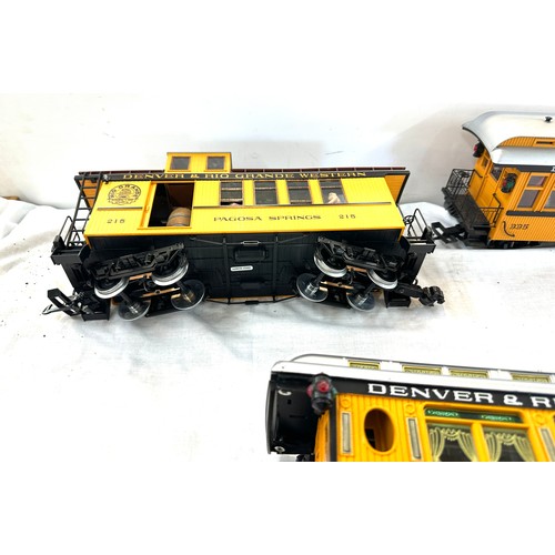 19 - LGB G Scale 3 Rio Grande tram car set, wagon, 2 coaches