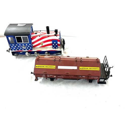 16 - G Scale Dock shunter with single wagon, possibly Chinese brand