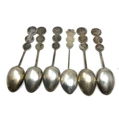 63 - 6 antique chinese silver tea spoons