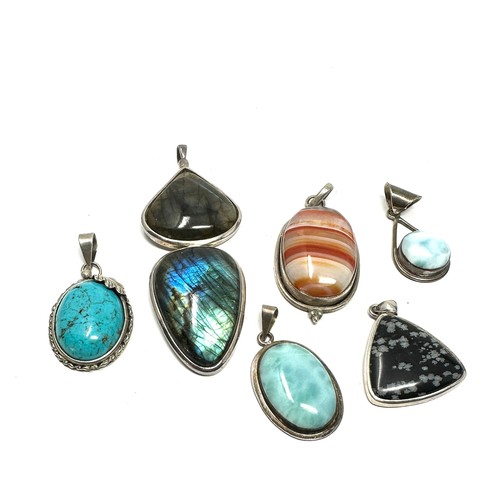 350 - 6 x .925 gemstone pendants including larrimar (112g)