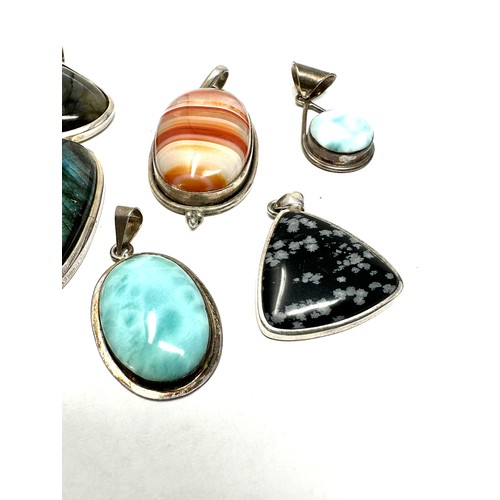 350 - 6 x .925 gemstone pendants including larrimar (112g)