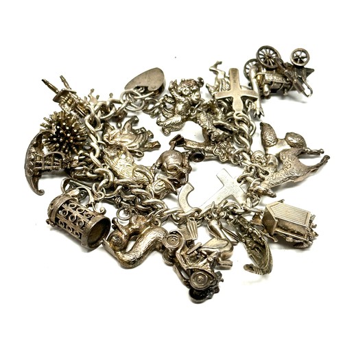 316 - .925 vintage charm bracelet with assorted charms (117g)