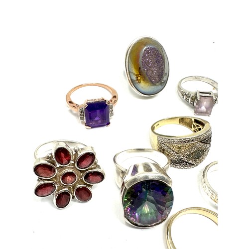 326 - 10 x .925 gemstone set rings including tggc (79g)