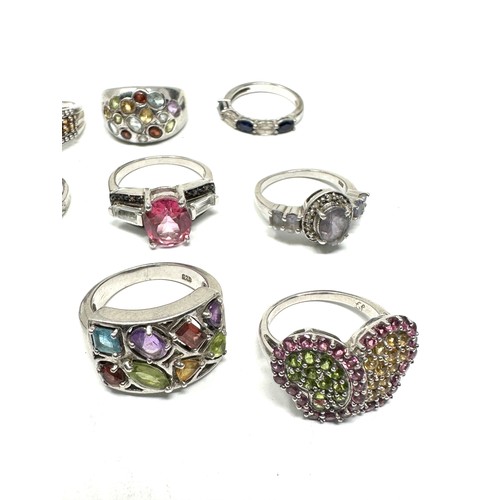 308 - 12 x .925 gemstone set rings including ametrine (67g)