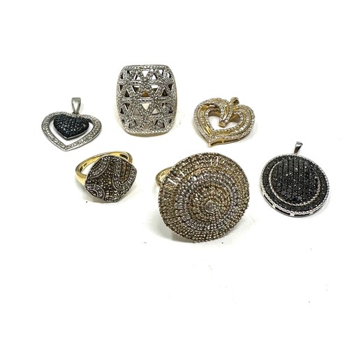 322 - 6 x .925 diamond set jewellery (43g)