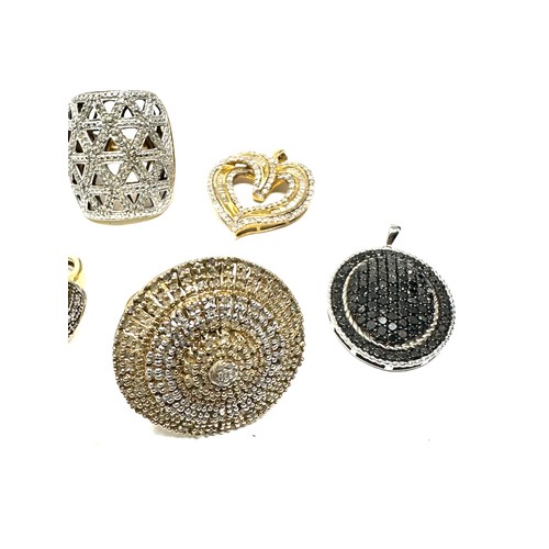 322 - 6 x .925 diamond set jewellery (43g)