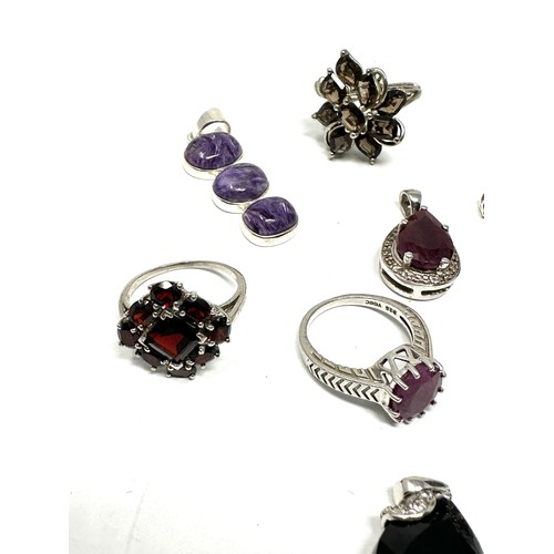 306 - 8 x .925 gemstone set jewellery including tggc (38g)