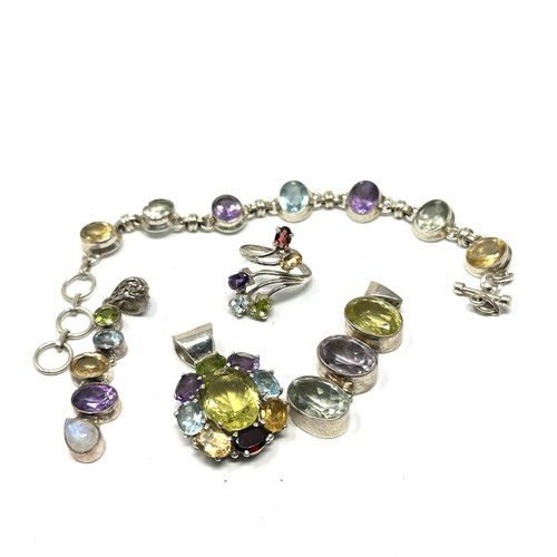 339 - 5 x .925 gemstone set jewellery (60g)