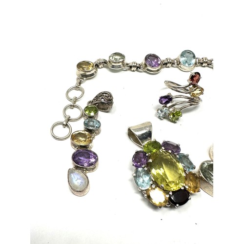 339 - 5 x .925 gemstone set jewellery (60g)