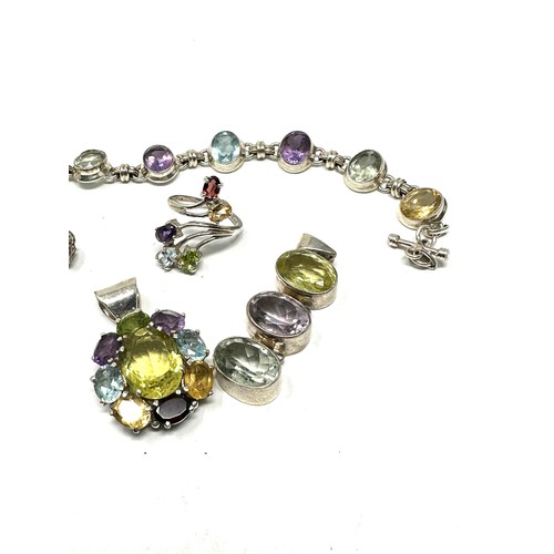 339 - 5 x .925 gemstone set jewellery (60g)