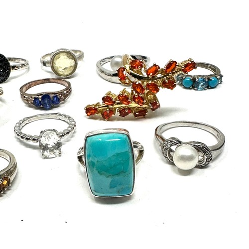 304 - 12 x .925 gemstone rings including tggc (50g)