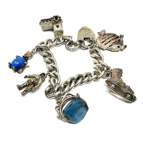 342 - .925 vintage charm bracelet with assorted charms (59g)