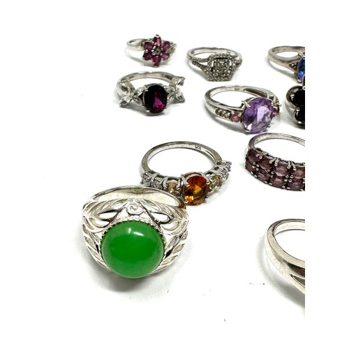 335 - 12 x .925 gemstone rings (49g)