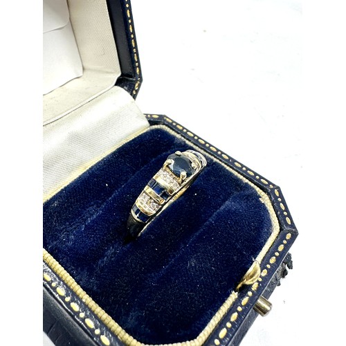 222 - 9ct gold diamond & sapphire dress ring (2.4g)