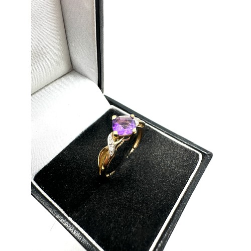 188 - 9ct gold amethyst &  diamond ring (2g)