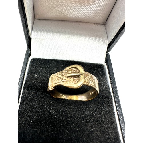 227 - 9ct gold vintage buckle ring (3.1g)