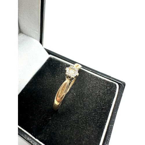 209 - 9ct gold diamond single stone ring (1.7g)