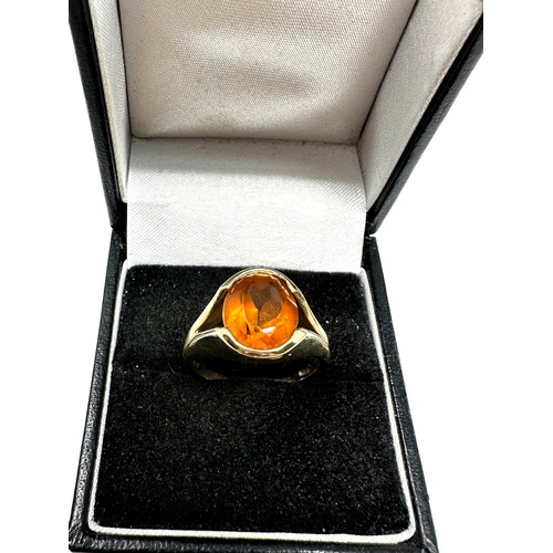 254 - 9ct gold vintage citrine set cocktail ring (4.7g)