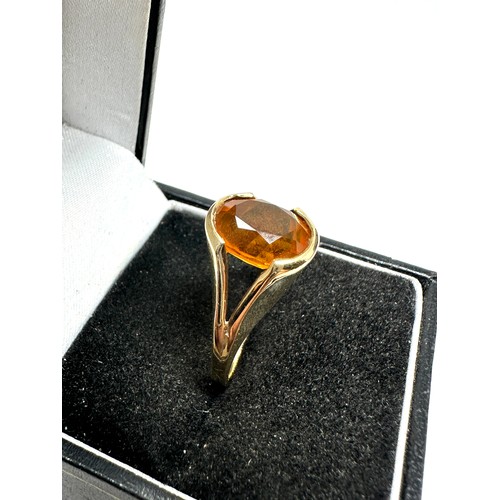 254 - 9ct gold vintage citrine set cocktail ring (4.7g)