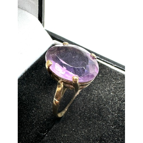 201 - 9ct gold antique amethyst cocktail ring (2.4g)