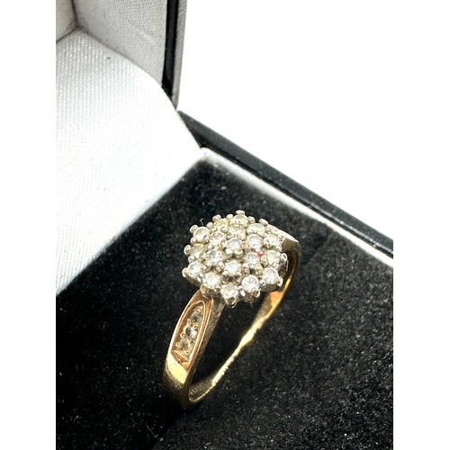 199 - 9ct gold vintage diamond set cluster ring (2.6g)