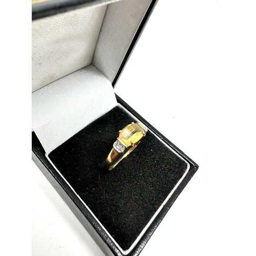 258 - 9ct gold vintage citrine and diamond set dress ring (1.9g)