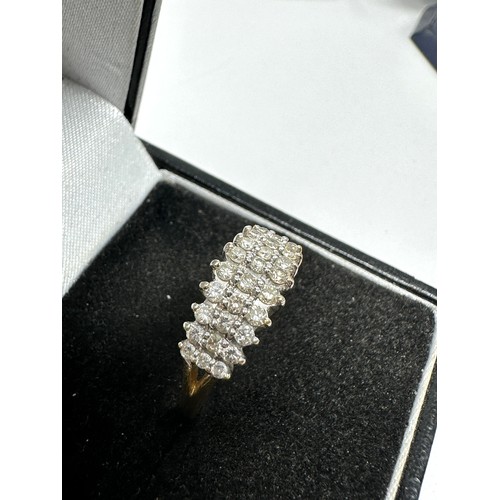 274 - 18ct gold vintage diamond set triple row cocktail ring (3.5g)0.50ct