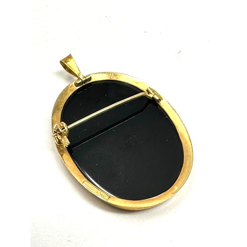 269 - 18ct gold vintage carved onyx cameo brooch (5.6g)