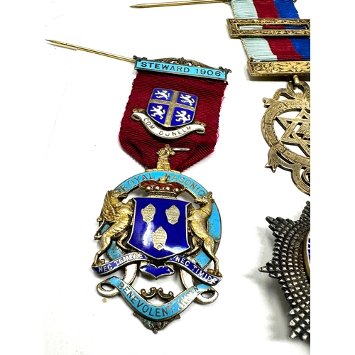 392 - 4 silver masonic jewels