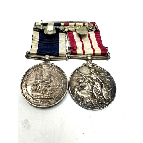 394 - ER.11 Royal Navy mounted medal pair N.G.S medal -malaya & long service to l/fx & fx 838283 l.a.young... 